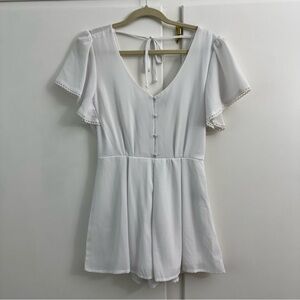Trixxi White Button-Front Romper